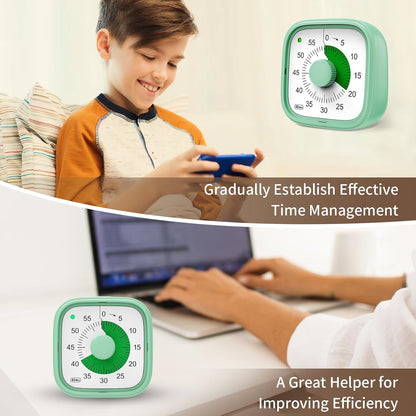 Visual Timer, Pomodoro Timers for Kids Adults, 60-Minute Countdown Desk Timer for Productivity, Silent ADHD Timer for Kids Toddlers, Kitchen for Cooking (Blue)