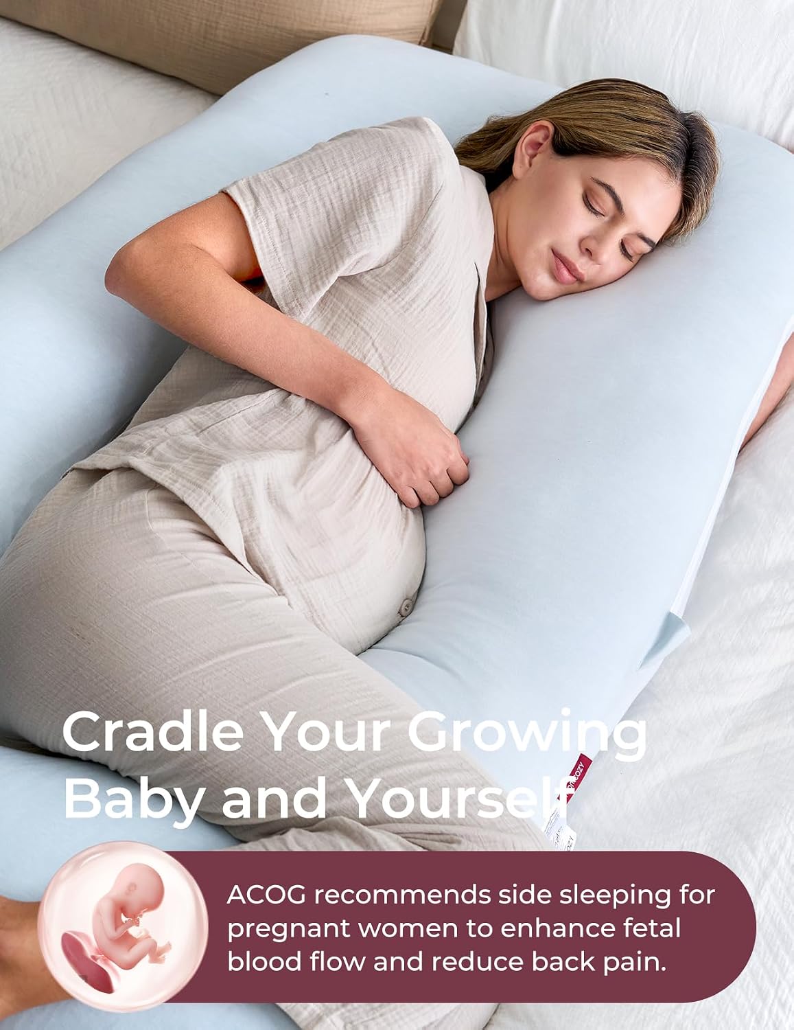 Momcozy Cooling Pregnancy Pillow - U Shaped Full Body Maternity Pillow