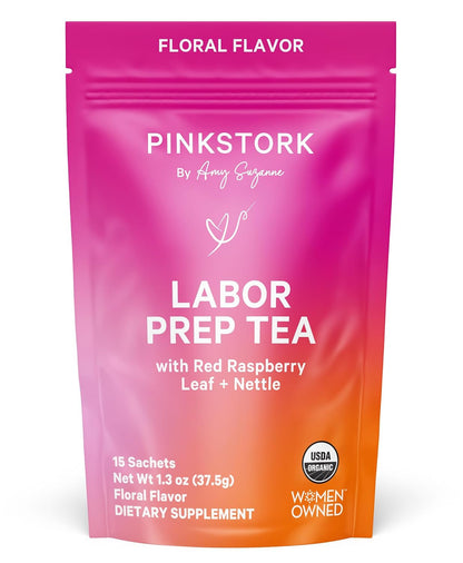 Pink Stork Organic Labor Prep Tea, Red Raspberry Leaf, Floral, 30 Cups