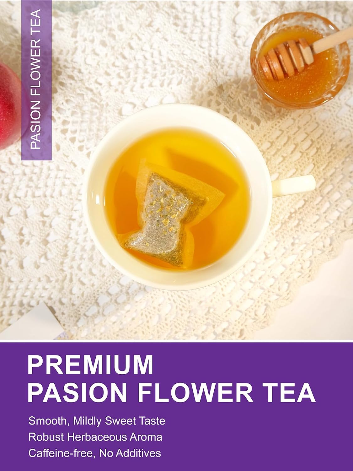 TeeLux Passionflower Tea Bags, Smooth & Mellow, Caffeine Free, 100 ct
