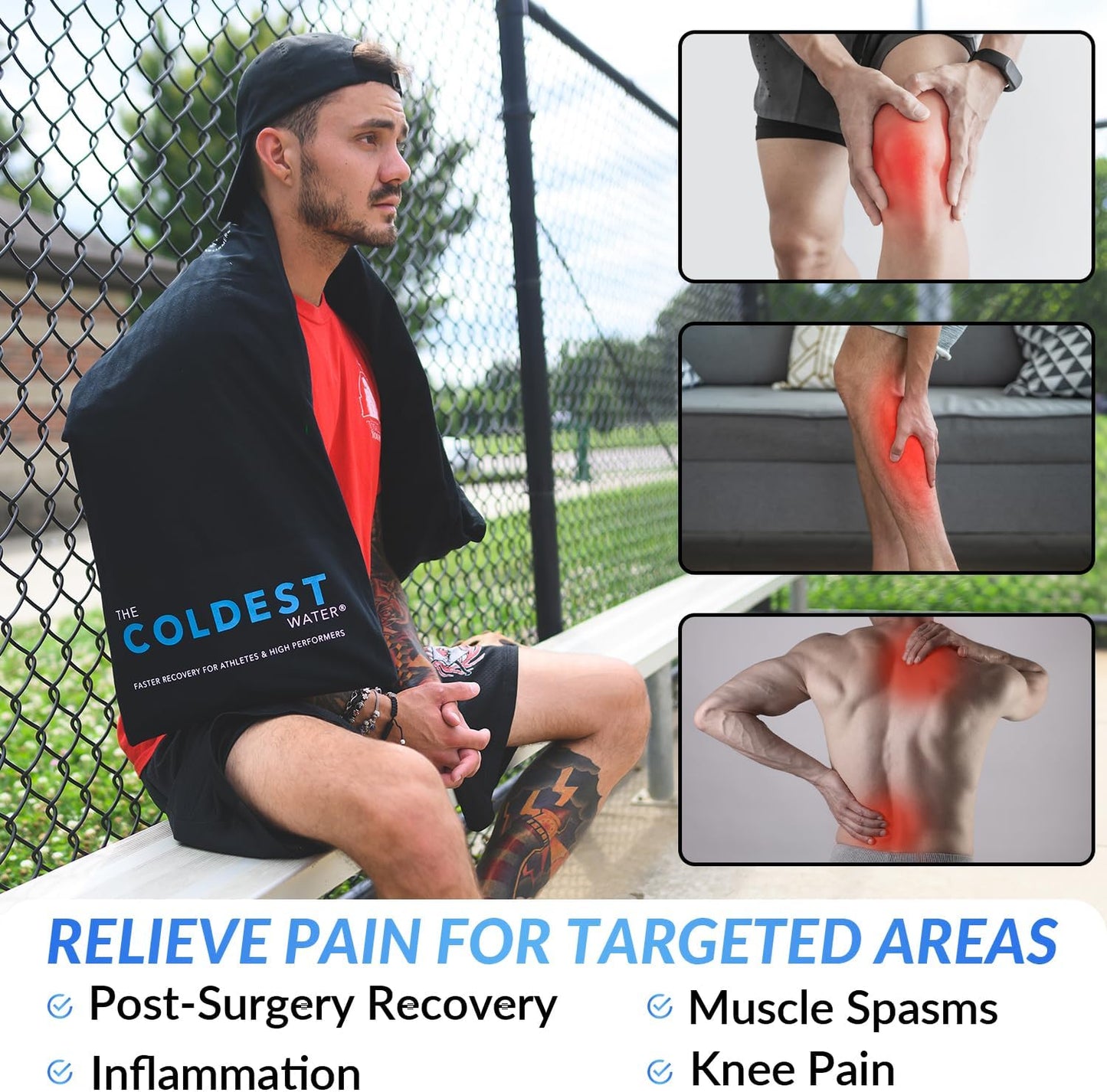 Coldest Ice Pack for Back Pain Relief - All Body Multipurpose Ice Pack for Lower Back Pain, Swelling, Bruises, Surgery, Cramps - Hot & Cold Therapy - Reusable & Adjustable Gel (Large)