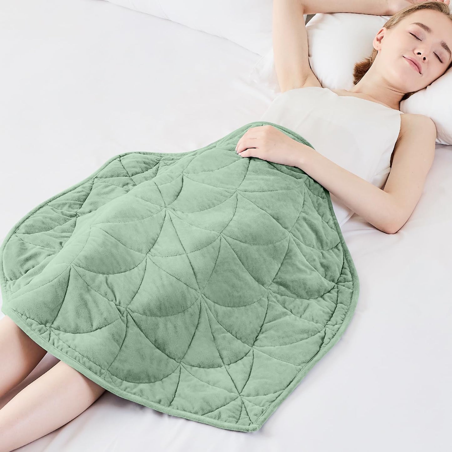Weighted Lap Blanket 7 lbs for Adults, Luxury Soft Small Weighted Blanket, Compact Portable Weighted Lap Pad for Relaxation, Sleeping, Travel, All-Season Use, Forest Green, 40" x 52"