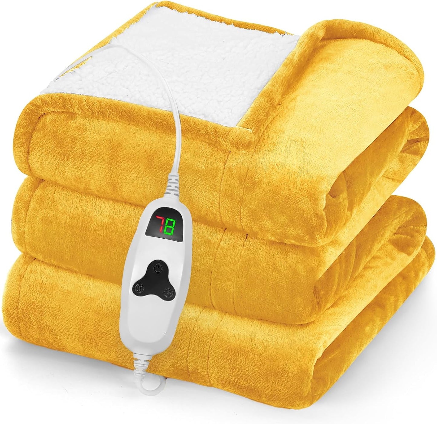 greenoak Heated Blanket Electric Throw 50"X60", Heating Blanket with 10 Heat Levels 1/2/4/6/8 Hours Auto-Off,Fleece Soft Sherpa Blanket,Gifts for Grandma Mom Seniors, Misty Grey