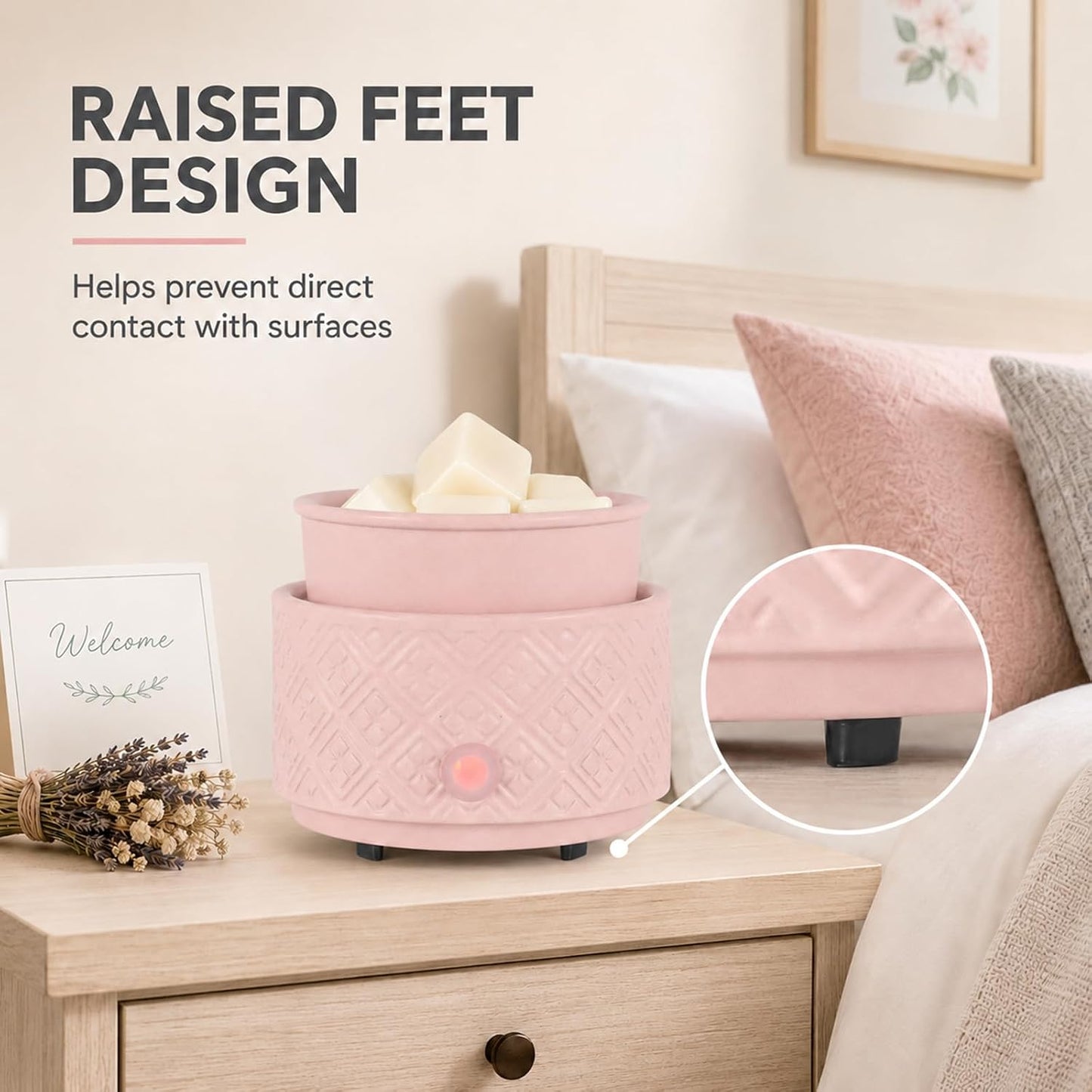 mocosa Ceramic Wax Warmer Wax Melt Warmer for Scented Wax 3-1 Electric Candle Warmer Home Fragrance Wax Burner for Mom Women(White-Fan Shaped)