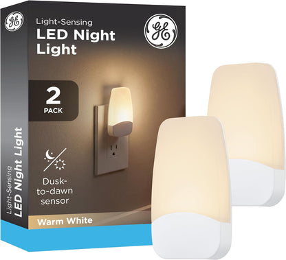 GE Sleeplite Night Lights Plug Into Wall, Dusk to Dawn Sensor, Ambient Lighting, Sleep Aid, Bathroom Decor, LED Lights for Bedroom, Apartment Essentials, Smart Home,86153, Amber, 4 Pack