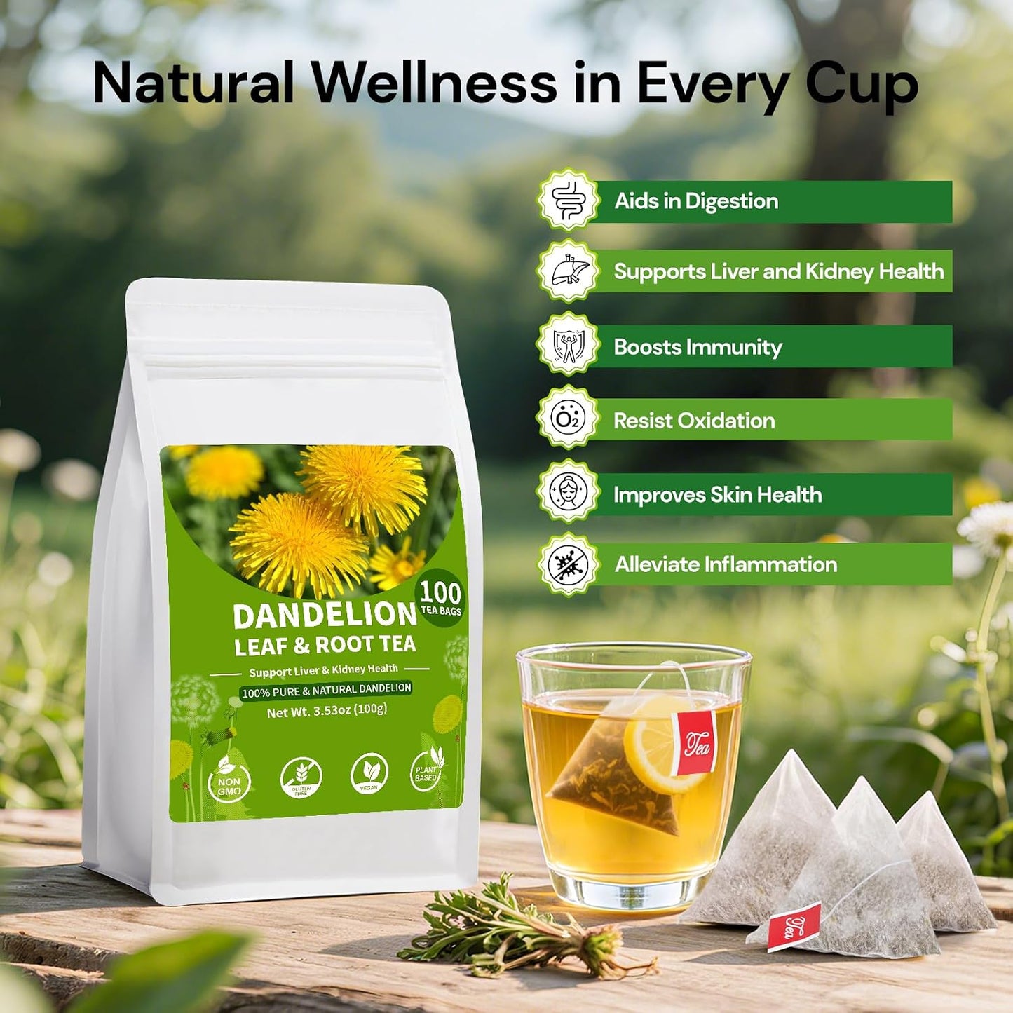 Liver Detox Tea, Chinese Kidney and Liver Cleanse Detox Herbal Tea Support Kidney Healthy Function with 11 Precious Ingredients Formula (1 Pack/15 Bags)