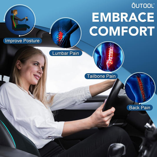 Patented Lumbar Support Pillow for Car, Truck Accessories Travel Essentials, Memory Foam Back Cushion for Driving Seat, Back Pain Relief,Washable Cover, Lower Back Support Fits Most Cars(Black)