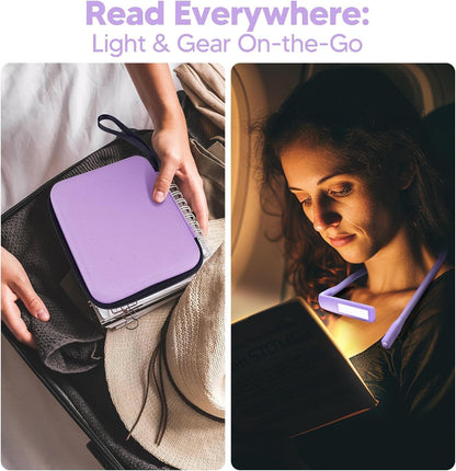 Neck Reading Light Book Lovers Gifts, Rechargeable 80Hrs Eye-friendly 3 Colors & Stepless Dimming Book Light for Reading, Christmas Stocking Stuffers for Men Women Camping Knitting Crochet Accessories