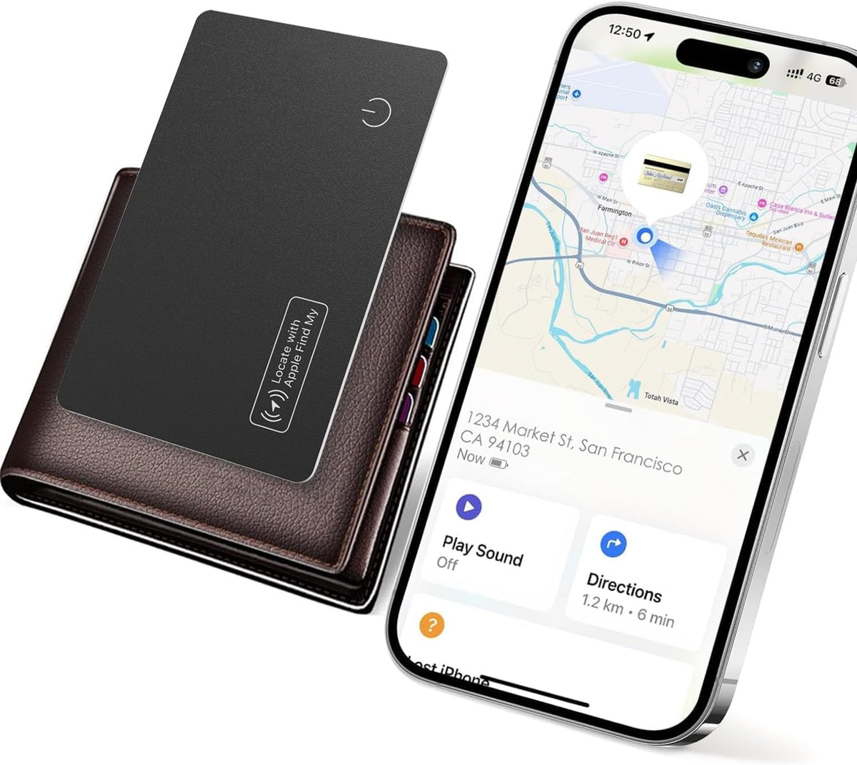 Apple MFi Certified Wallet Tracker, Works with Apple Find My, Rechargeable 0.07in Ultra-Slim Tracking Card, Item Locator for Wallet, Luggage, Passports, Purse (B1)