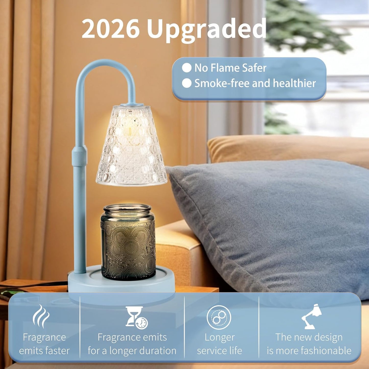 Candle Warmer Lamp with Timer Dimmable, Birthday Gifts for Women Mom, House Warming Gifts New Home Decor, Wax Melt Warmer for Jar Candles with 2 Bulbs, Black