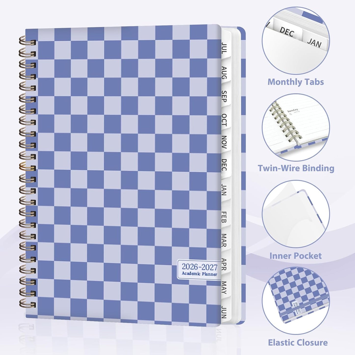 Planner 2026-2027, Weekly and Monthly Calendar Planner, JUL 2026 - JUN 2027 | Academic Year, Daily Agenda Book, A5(6.3'' x 8.5''), Sprial Bound, Inner Pocket, Office School Use