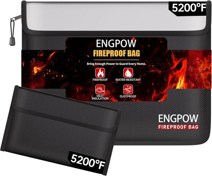 ENGPOW Fireproof Document Bag (13.5"x10.2") with Bonus Pouch (9"x5.7")