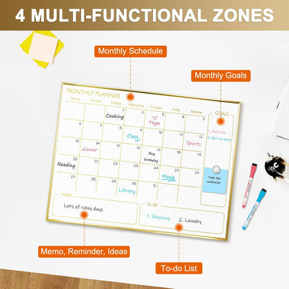 Dry Erase Calendar Whiteboard, 24''x18'', Monthly White Board Planner
