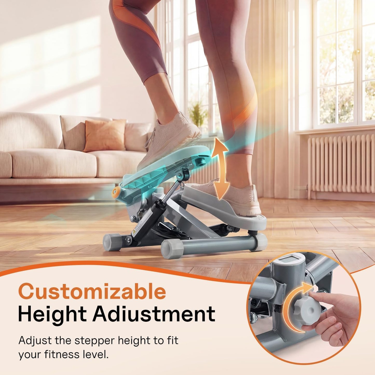 YYJO Steppers for Exercise at Home, Mini Stepper with Resistance Bands Quiet Portable Stair Stepper for Buttocks Lifting and Body Shaping