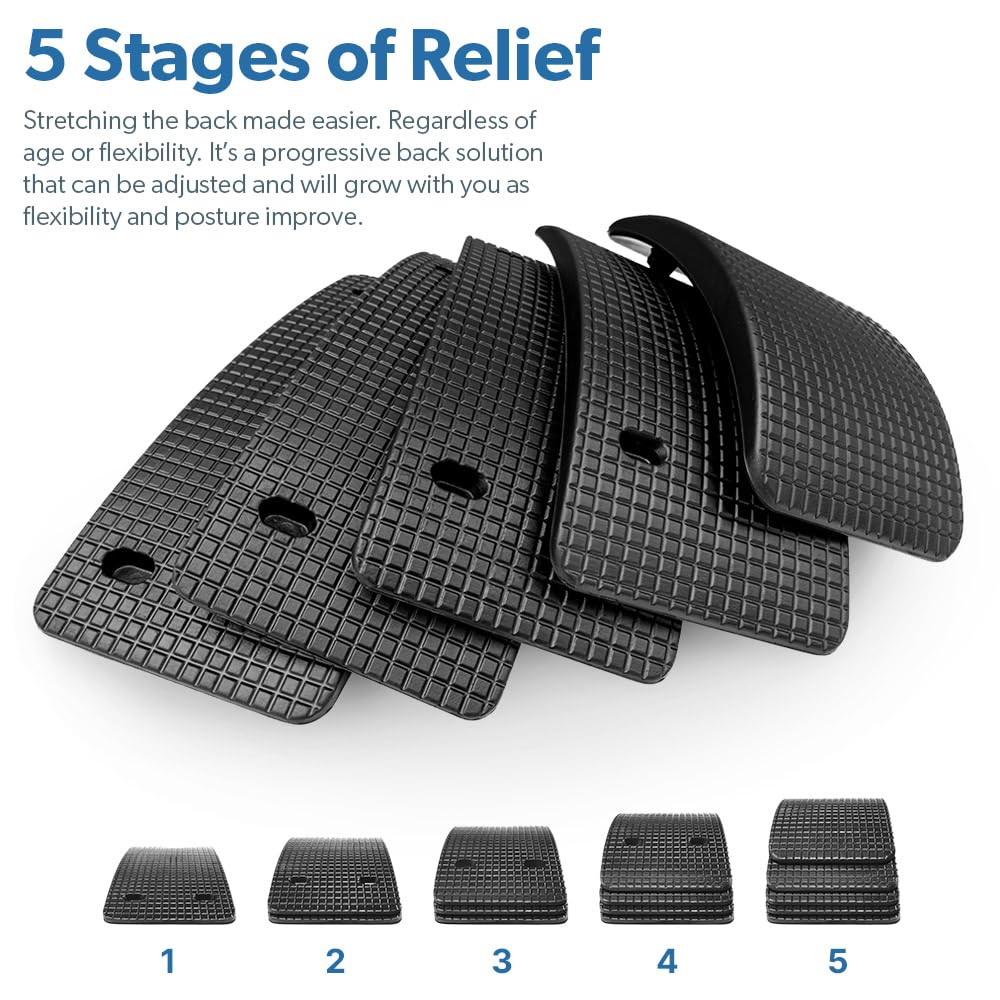 (Grey), Adjustable Lower & Upper Back Stretcher For Lumbar Support Spine Alignment & Back Pain Relief By Renowned Kinesiologist Dr. Sinett