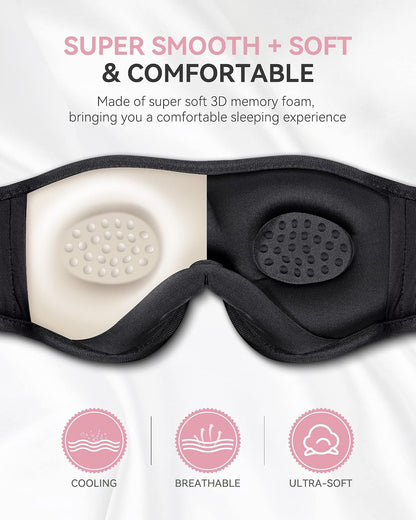 MUSICOZY Sleep Headphones, Bluetooth 5.4 Sleep Mask Headband Headphones Sleeping Eye Mask, Wireless Music Earbuds Earphones with HD Stereo Speakers for Side Sleepers, Cool Gadgets Unique Gift