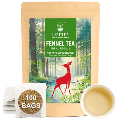 WT WEETEE Fennel Tea Bags 100 Count, 100% Natural & Pure Fennel Seeds Tea