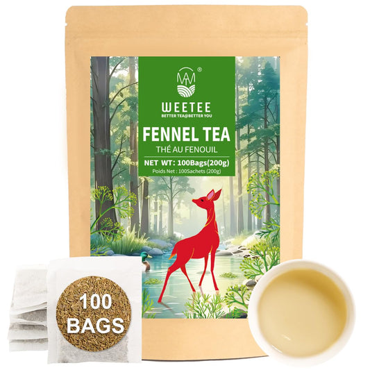 WT WEETEE Fennel Tea Bags 100 Count, 100% Natural & Pure Fennel Seeds Tea