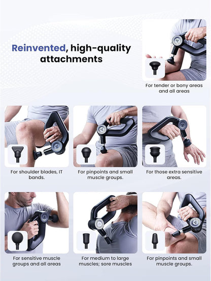 BOB AND BRAD D6 Pro Plus Massage Gun with Heat, Deep Tissue Percussion with 16mm Amplitude, Professional Muscle Massager Gun for Athletes, Quiet Electric Handheld Massager