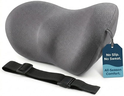 Lumbar Support Pillow for Car with Dual-Grip Stability System - Advanced Adaptive Memory Foam Back Pillow for Lower Back Pain Relief, Ergonomic Driving Seat & Office Chair Cushion, Black