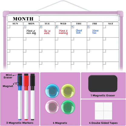 MaxGear Monthly Calendar Dry Erase Board for Wall, 16"x12", White Frame | Double-Sided, Hanging Small White Board, Portable Whiteboard for Planning, Drawing, Memo, to Do List, Home, Kitchen, Office