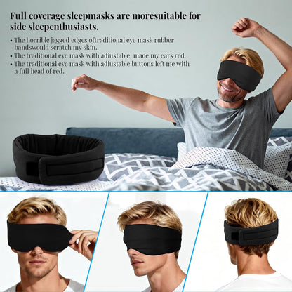 Cotton Sleep Eye Mask for Men Women, 100% Blocking Light Sleeping Mask for Side Sleeper, Soft Zero Pressure Cooling Blackout Eye Masks for Sleep, Eye Covers for Sleeping fits All Heads Adjustable