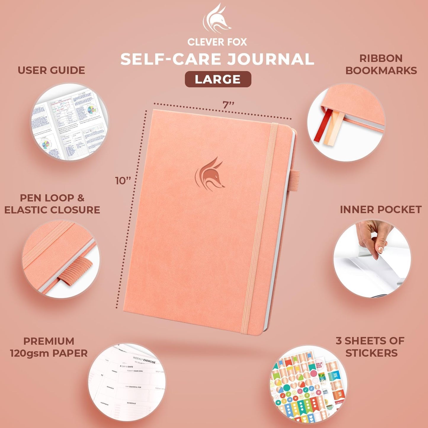 Clever Fox Self-Care Journal – Daily Reflection Notebook – Mental Health & Personal Development Planner, Meditation & Mood Log, A5 (Aquamarine)