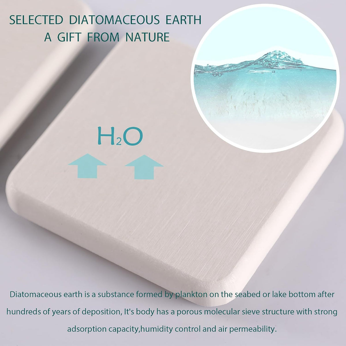 NiuYichee Set of 4 Water Absorbent Diatomite Coasters, Dish Soap Stone Tray