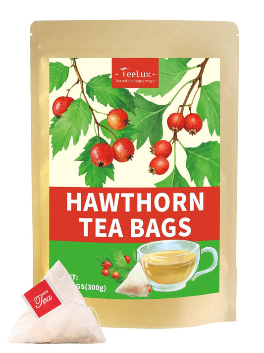 TeeLux Hawthorn Berry Tea Bags, Natural Premium Hawthorn Berries Herbal Tea, Tangy Flavor and Aroma, Caffeine Free
