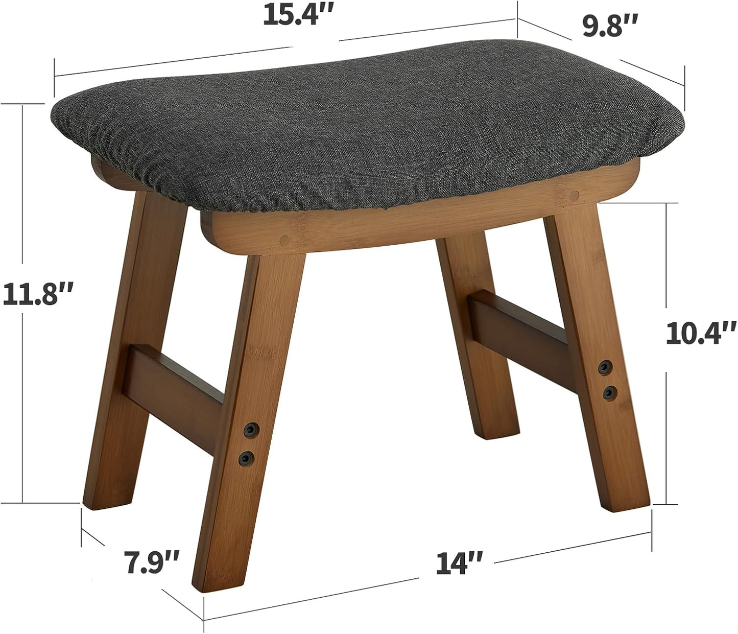 Foot Stool Ottoman Foot Rest Under Desk,Small Stool for Living Room, Bedroom and Kitchen (Brown Legs - Beige Stool Surface)