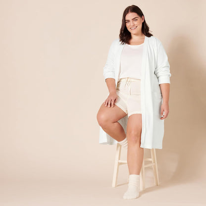 Amazon Essentials Women's Lightweight Cotton Blend Waffle Mid-Length Bathrobe, Breathable Loungewear (Available in Plus Size)