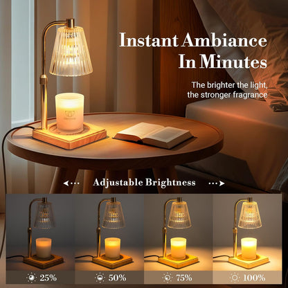 Marycele Candle Warmer Lamp with Timer & Dimmer - Mothers Day Gifts for Women Mom Her, Aesthetic Office Home Decor, Adjustable Height Wax Melter for Candle Jar & 3-Wick Candles (2 Bulbs Included)