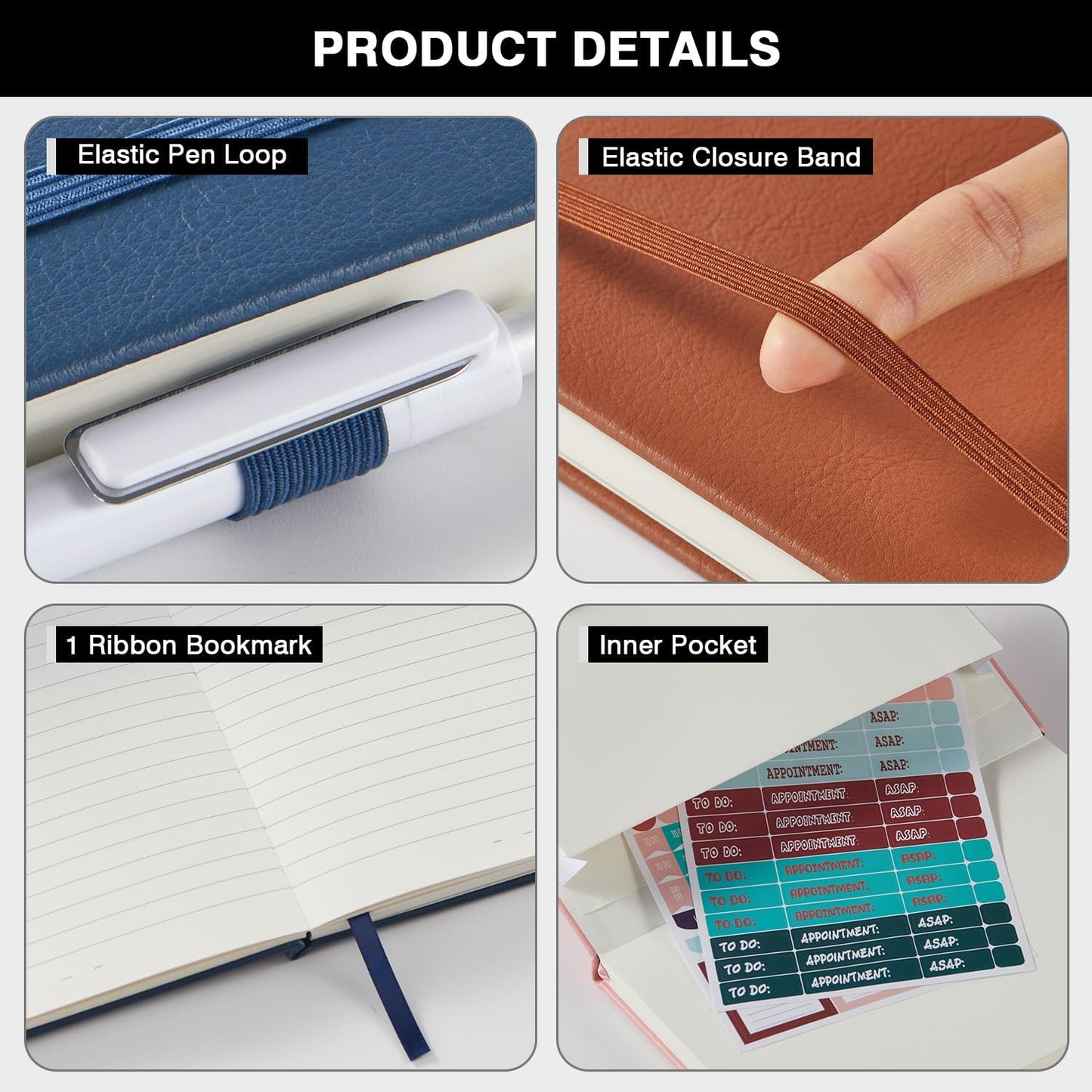 NIRMIRO (3 Pack) Pocket Notebook Small Journal with Pen, 3.7" x 5.7", A6 Mini Notebook for Women Men Work Writing, Hardcover Small Pocket Notepad with 100Gsm Premium Thick Lined Paper, Black Leather