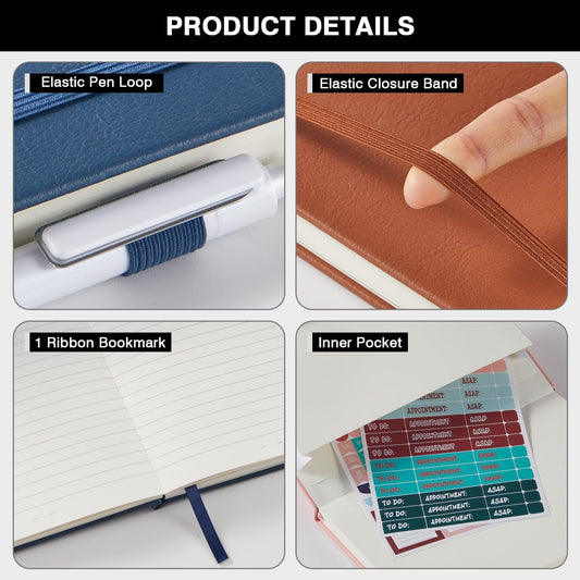 NIRMIRO (3 Pack) Pocket Notebook Small Journal with Pen, 3.7" x 5.7", A6 Mini Notebook for Women Men Work Writing, Hardcover Small Pocket Notepad with 100Gsm Premium Thick Lined Paper, Black Leather
