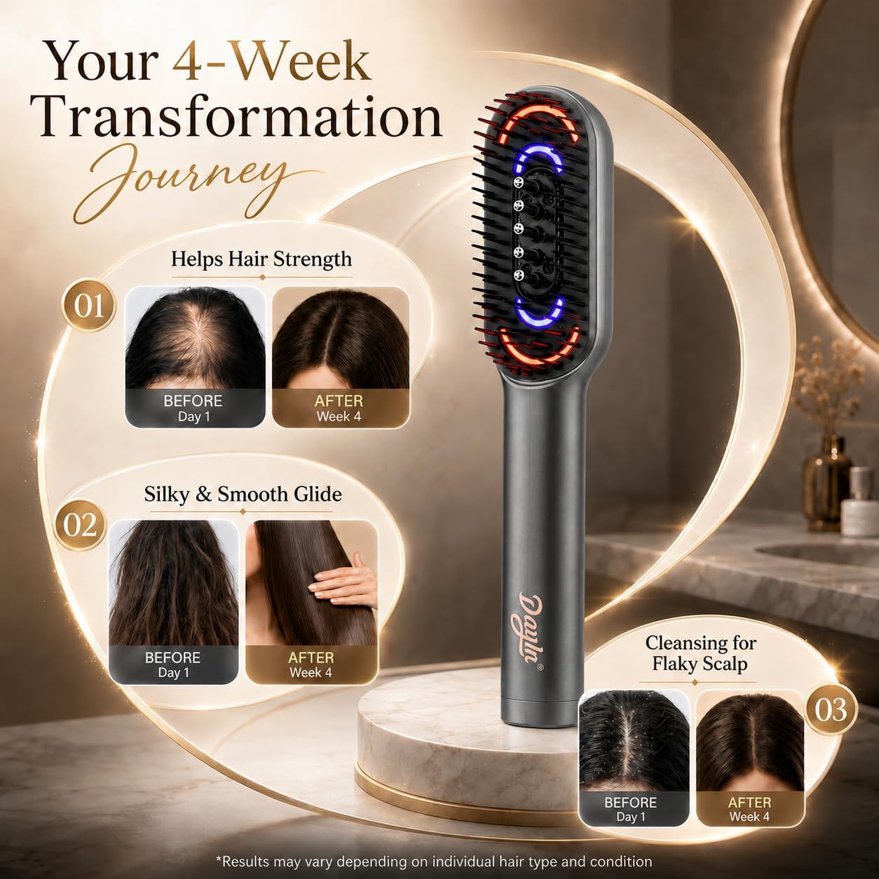 Dayln Electric Scalp Massager Hair Oil Applicator, Cordless Vibration Head Massager, Red Light Hair Brush, Deep Clean Comb for Home & Travel Silver