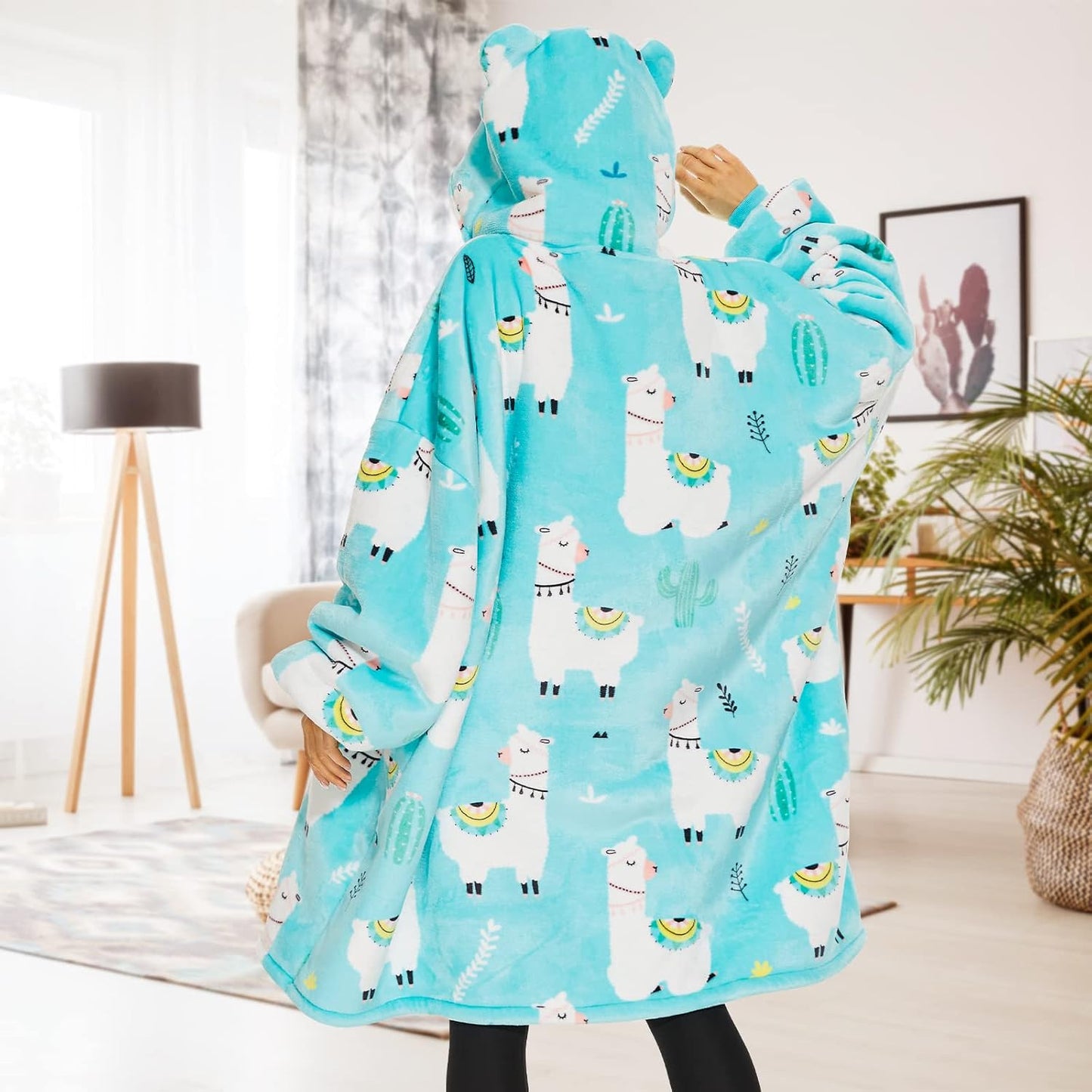 THREE POODLE Wearable Blanket Hoodie for Women, Oversized Sherpa Sweatshirt Blanket for Adults Men, Cozy Hooded Blankets, Gifts for Teen Girls Women Mom Sister