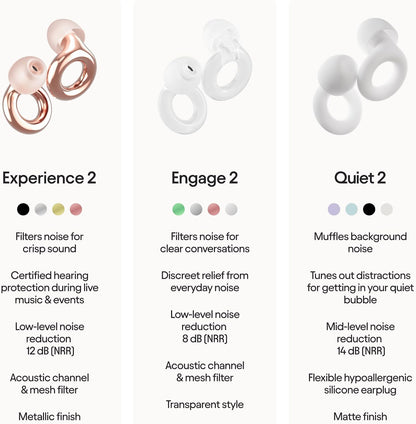 Loop Experience 2 Ear Plugs – Stylish Certified Hearing Protection for Concerts & Festivals, Live Events, Musicians, Sports, DJs and Nightlife – 17dB Noise Reduction Earplugs (High-Fidelity)
