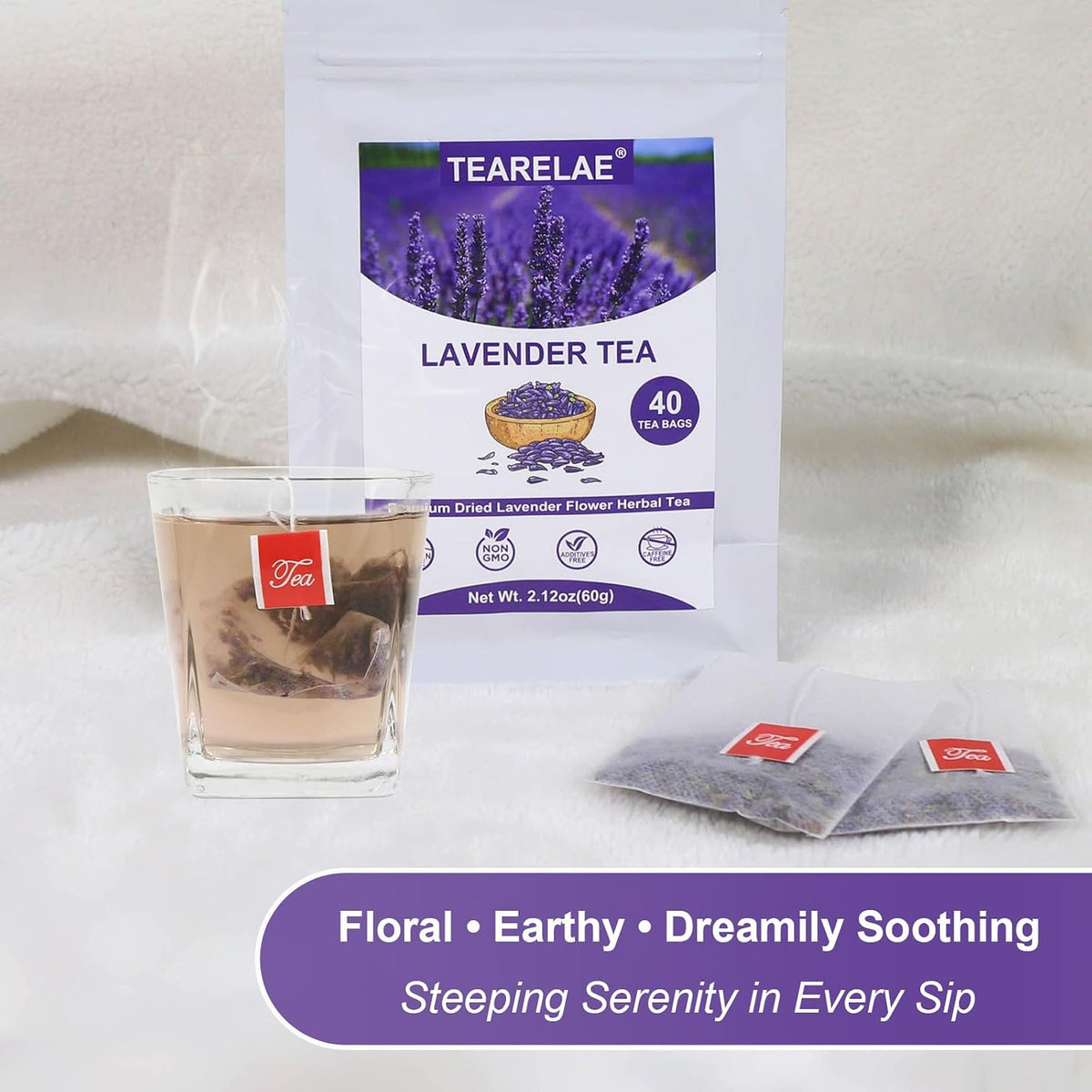 TEARELAE Lavender Tea, 40 Herbal Tea Bags, Te De Lavanda