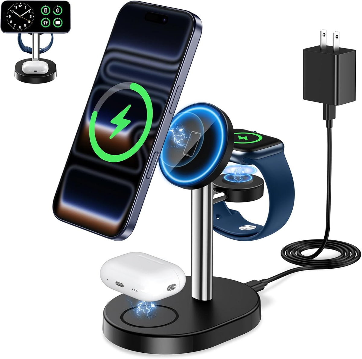 Mag-Safe Charger 3 in 1 Charging Station for iPhone Apple Watch AirPods