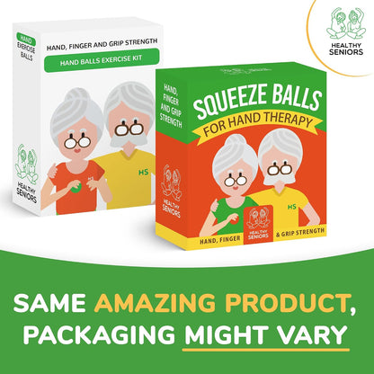 Healthy Seniors Hand Therapy Squeeze Balls – Set of 4 Egg-Shaped Silicone Exercise Balls | 4 Resistance Levels for Arthritis, Carpal Tunnel & Grip Rehab | Includes 16-Exercise Booklet + Video Guide