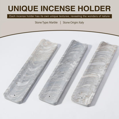 Koville Marble Incense Holder, Incense Holder for Sticks, Incense Sticks Holder Ash Catcher for Meditation Yoga SPA, Natural Stone Incense Burner, Home Table Decor (Grey)