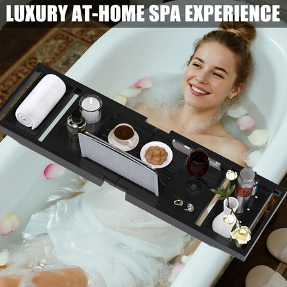 Expandable Bamboo Bathtub Caddy Tray for Luxury Bath
