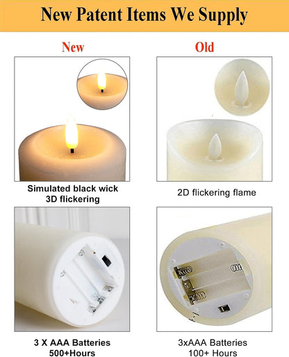 ANGELLOONG Flickering Flameless Candles, Realistic Battery Operated Candles with Remote and Timer, Set of 3 LED Candles for Fall Room Home Wedding Decor Centerpieces Table Party Christmas Decorations
