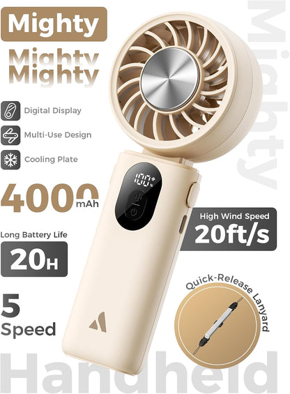 Aecooly Mighty Portable Handheld Fan | 20H Max Cooling | 3 Flexible Modes