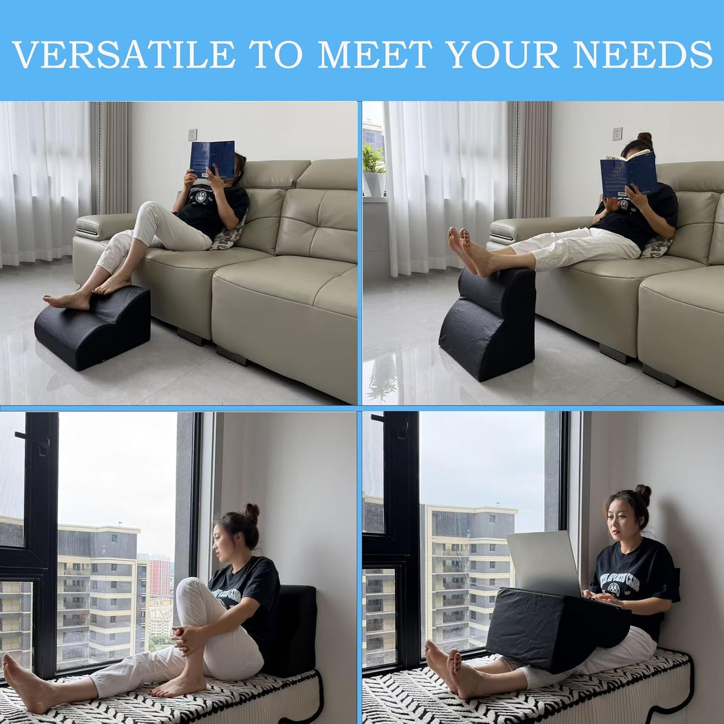 Foot Rest for Under Desk at Work.Multifunctional 3-Tier Foot Stool,with Washable Footrest.for Under Desk,Office Chair Gaming Chair & Sofa,Leg Elevation Pillow,Supports Posture -Dark Grey
