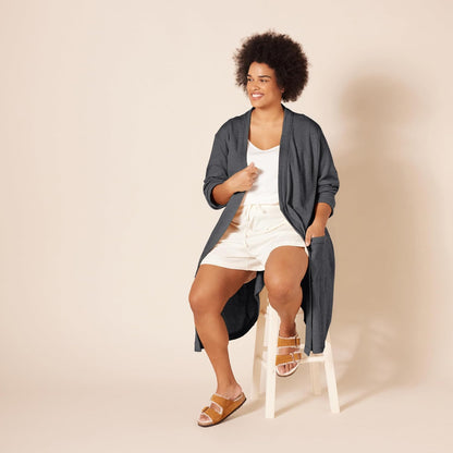 Amazon Essentials Women's Lightweight Cotton Blend Waffle Mid-Length Bathrobe, Breathable Loungewear (Available in Plus Size)