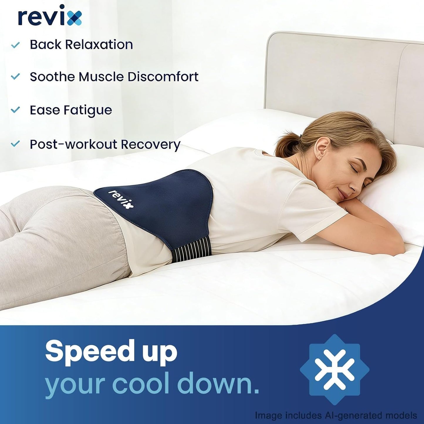 REVIX Extra Large Ice Pack for Back, 2 Packs, Reusable Gel Ice Pack Wrap for Lower Back, 13.4” x 11”, Cold Compress Therapy for Waist, Lumbar Discomfort Relief, Muscle Relaxation, Blue