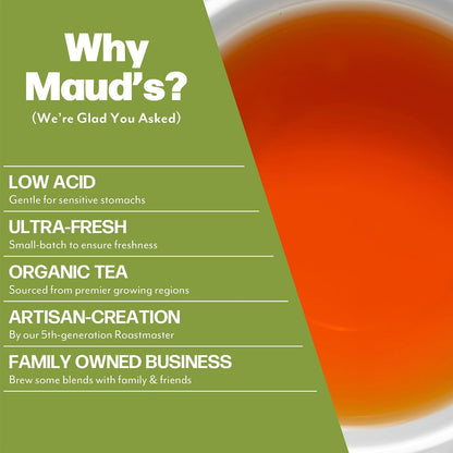 Maud's Organic Chamomile Lavender Tea Pods, 24 ct, Single Serve Pods – 100% Gourmet Blended Tea Leaves, Compatible with Keurig K Cups Maker