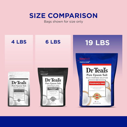 Dr Teal's Pure Epsom Salt Multipurpose Solution, Fragrance Free, Bulk Size - 19 lbs