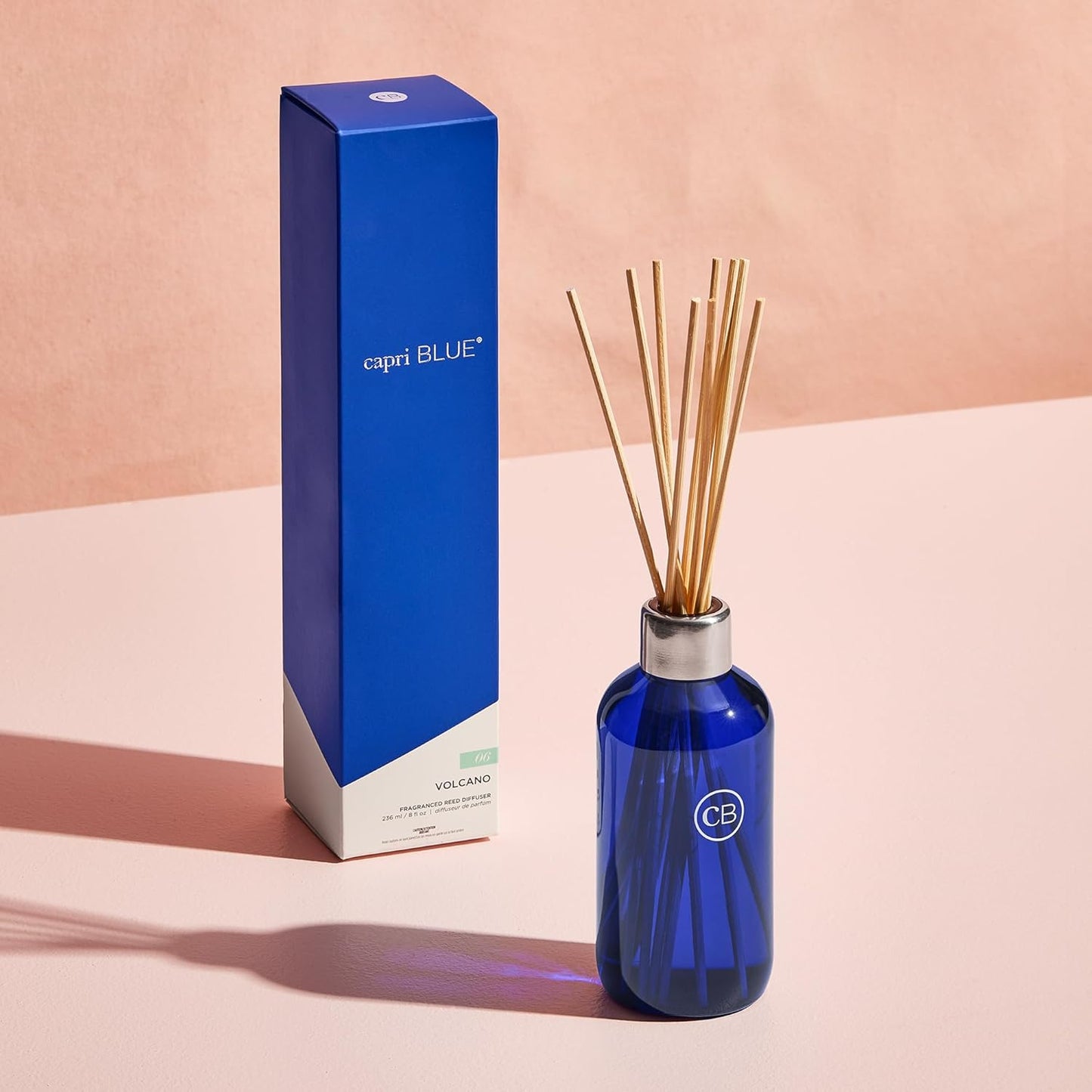 Capri Blue Volcano Reed Diffuser Set, Includes Reeds, Fragrance Oil, and Glass Bottle for Home Décor, Room Fresheners, White (8 Fl Oz)